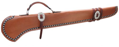 Showman ® 40" Smooth leather gun scabbard with silver studs