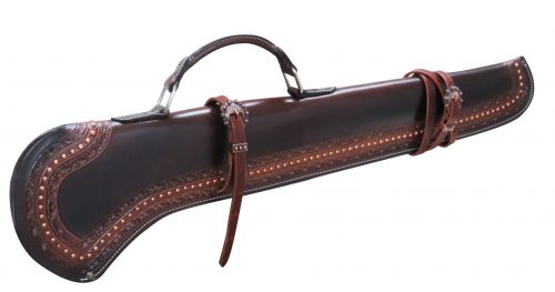 Showman ® 34" Barbed wire tooled gun scabbard with copper buckles