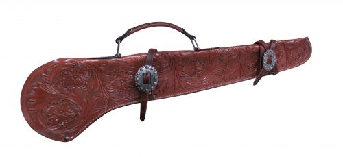 Showman® 34" Floral tooled gun scabbard with engraved buckles