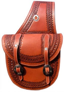 Showman Waffle tooled round bottom horse saddle bag