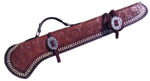 Showman ® 34" Floral tooled gun scabbard with engraved silver buckles