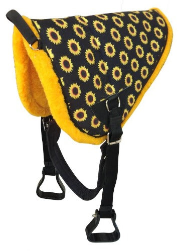 Showman Sunflower design bareback horse saddle pad with kodel fleece bottom