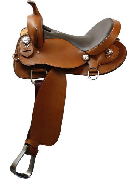 Double T Trail Horse Saddle Smooth Finish Argentina Cow Leather. 16 inch - Medieval Replicas