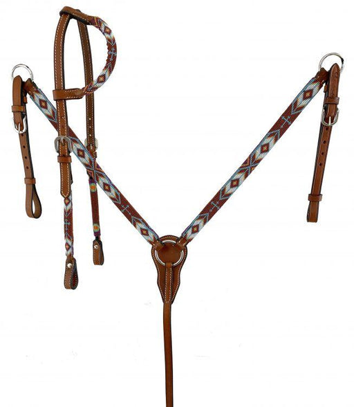 Navajo Beaded horse headstall and breast collar set - Medieval Replicas