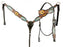 Two Tone Leather horse Headstall & Breastcollar set with Painted Blue feather - Medieval Replicas