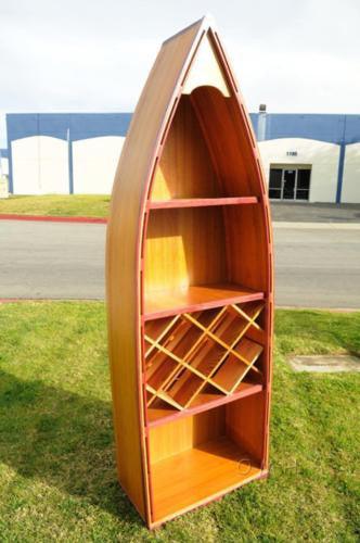 Wooden Handcrafted CANOE WINE SHELF (Size: L: 74 W: 24.5 H: 12.5 Inches) - Medieval Replicas