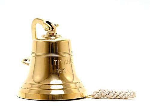 6" Titanic Brass Ship Bell Wall Hanging Nautical Decor. (Titanic 1912 Engraved) - Medieval Replicas