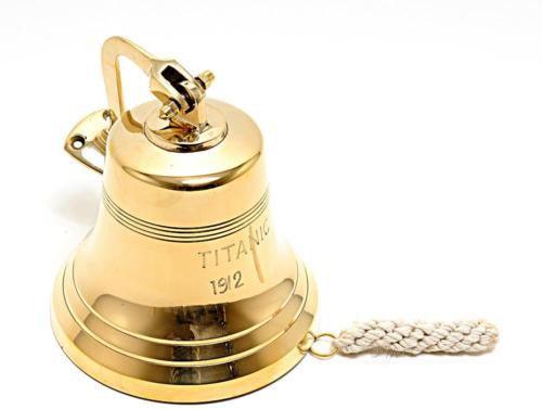 6" Titanic Brass Ship Bell Wall Hanging Nautical Decor. (Titanic 1912 Engraved) - Medieval Replicas