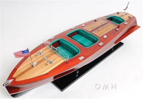 Handcrafted Chris Craft Triple Cockpit Painted Wooden Model Boat - Medieval Replicas