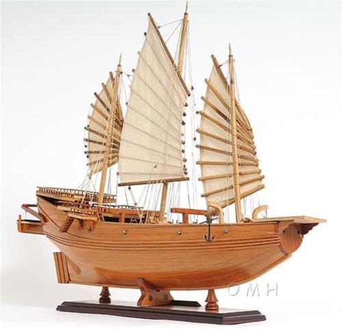CHINESE JUNK 27" Handicrafted  Wooden Model Ship - Medieval Replicas