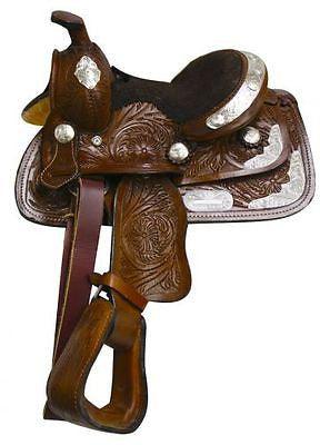 8" Fully Tooled Double T Pony / Youth Show Saddle - Medieval Replicas