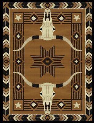 Large western style area rug. Made of 100% Olefin materials. Measures 5' x 6'5". - Medieval Replicas