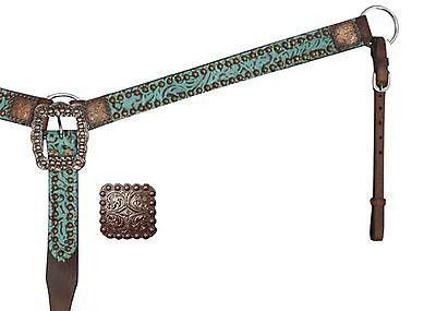 Showman ® Belt Style Leather Filigree Print Breast Collar. - Medieval Replicas