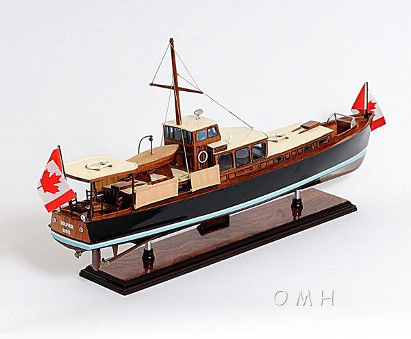 DOLPHIN PAINTED MODEL YACHT 26 INCH LONG - Medieval Replicas