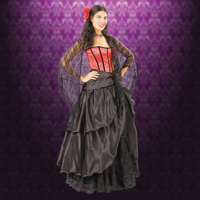 Senorita Layered Black Over Skirt Woman's Costume - Medieval Replicas