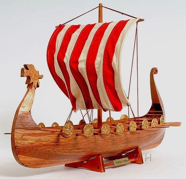 DRAKKAR VIKING  Wooden Model Boat 25" Long - Medieval Replicas