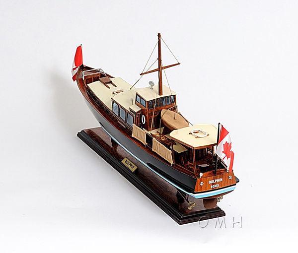 DOLPHIN PAINTED MODEL YACHT 26 INCH LONG - Medieval Replicas