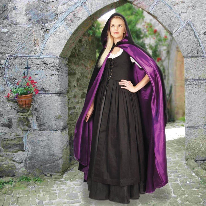 Renaissance Hooded Black Velvet Cloak Woman's Costume - Medieval Replicas