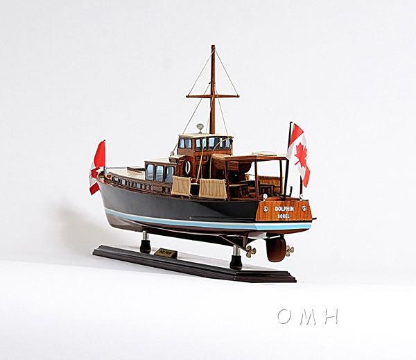 DOLPHIN PAINTED MODEL YACHT 26 INCH LONG - Medieval Replicas