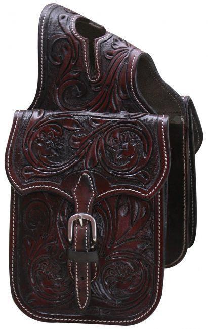 Showman ® Floral tooled leather horn bag - Medieval Replicas