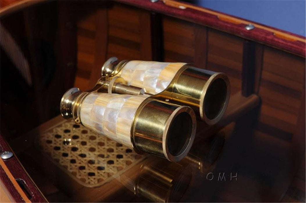 BRASS BINOCULARS WITH MOTHER OF PEARL OVERLAY - Medieval Replicas