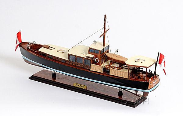 DOLPHIN PAINTED MODEL YACHT 26 INCH LONG - Medieval Replicas