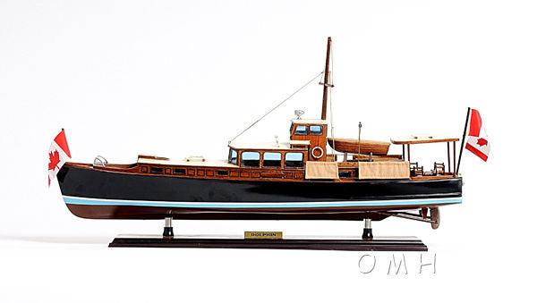 DOLPHIN PAINTED MODEL YACHT 26 INCH LONG - Medieval Replicas