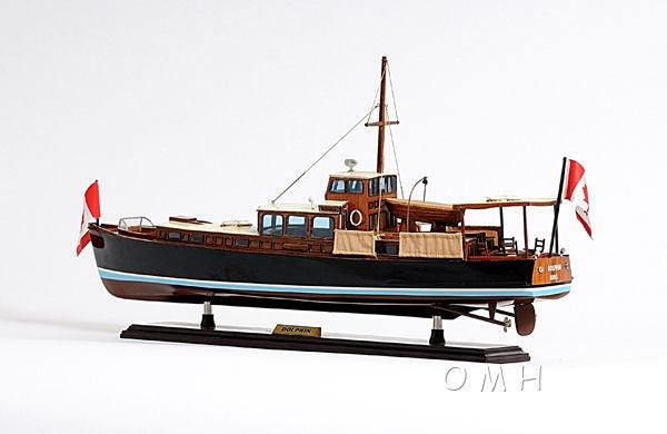 DOLPHIN PAINTED MODEL YACHT 26 INCH LONG - Medieval Replicas