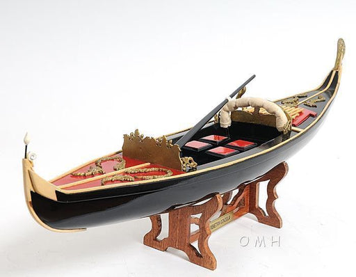 Handcrafted Wooden Venetian Gondola Model Boat - Medieval Replicas