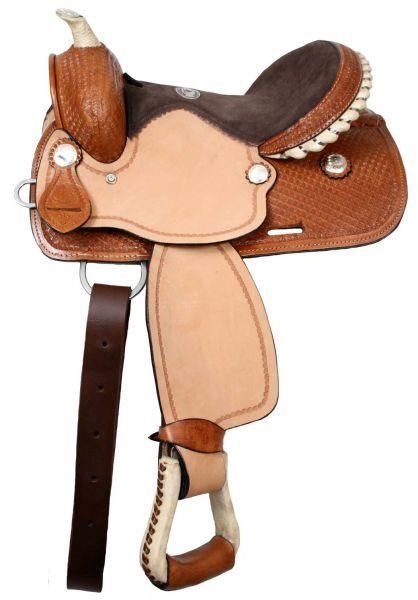 Double T  Youth saddle with suede leather seat 12" - Medieval Replicas