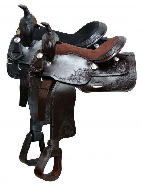 Economy Style Horse Saddle With Suede Leather Seat. 16" - Medieval Replicas