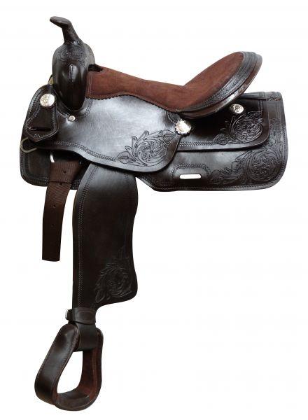 Economy Style Horse Saddle With Suede Leather Seat. 16" - Medieval Replicas