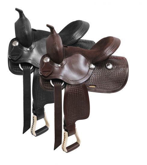 Economy western style saddle with suede leather seat.  13" - Medieval Replicas