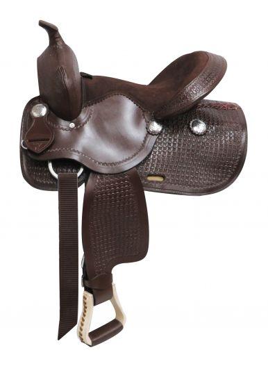 Economy western style saddle with suede leather seat.  13" - Medieval Replicas