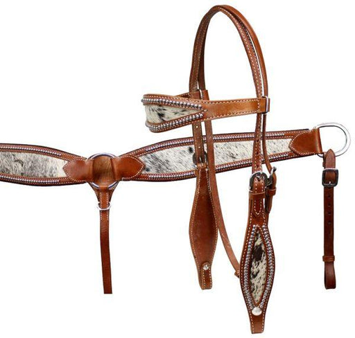 Showman double stitched leather wide browband headstall and breast collar set - Medieval Replicas