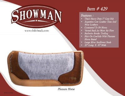 Showman Felt Bottom Horse Saddle Pad Argentina Cowhide Etched Pleasure Horse