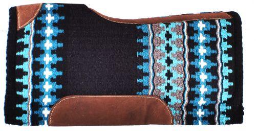 34" x 36" Black and Turquoise memory felt bottom horse saddle pad - Medieval Replicas