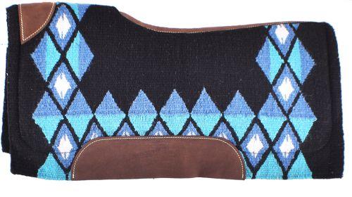 34" x 36" Black, Blue, and Teal memory felt bottom horse saddle pad - Medieval Replicas