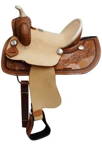 Double T  Youth roper style saddle with hard seat 12" - Medieval Replicas