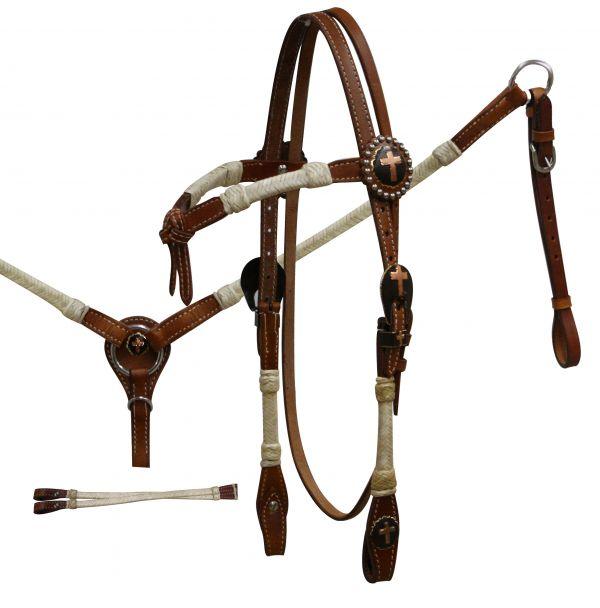 Showman Double Stitched Leather Headstall and Breast Collar Set - Medieval Replicas