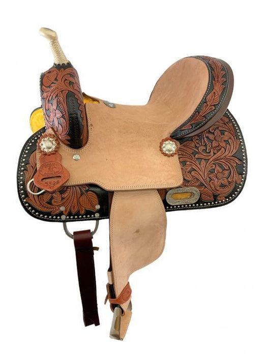 12" Double T Youth barrel style heard seat horse saddle - Medieval Replicas