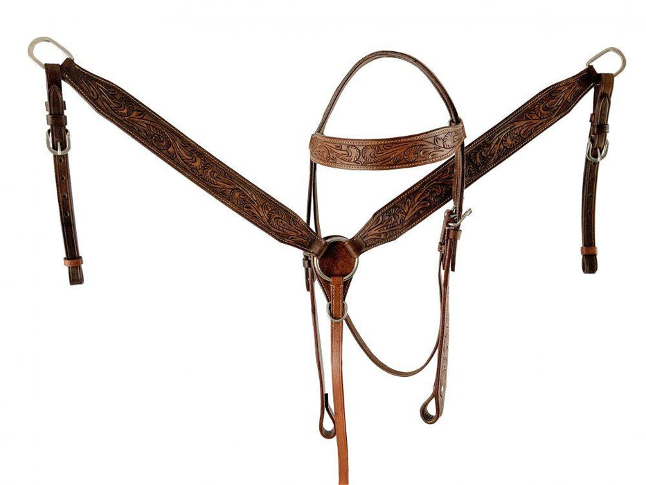 15" Barrel Horse Saddle Set with matching Headstall & Breast Collar Set & reins - Medieval Replicas