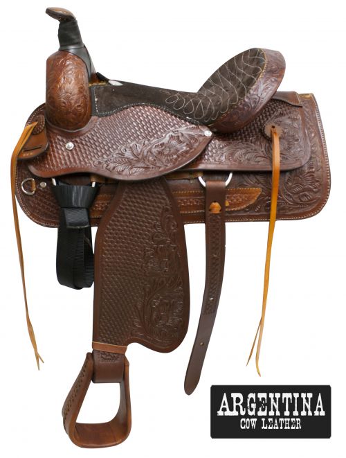 16" Buffalo Argentina cow leather roper style saddle