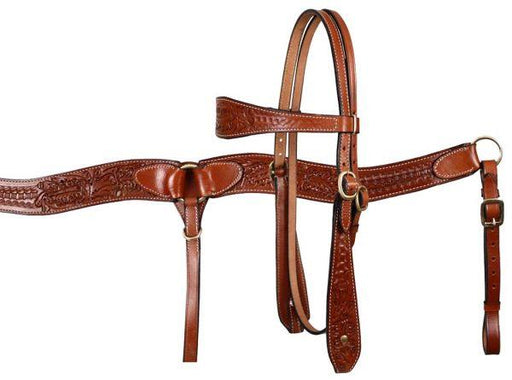 Showman leather horse headstall, breast collar with acorn - Medieval Replicas