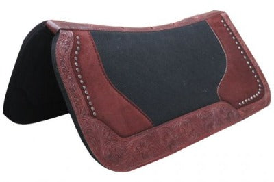 Showman 31" x 32" x 1" felt horse saddle pad with floral tooled trim