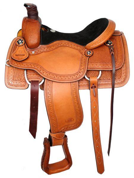 Circle S Roping saddle with suede leather seat.16" - Medieval Replicas