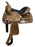 Fully tooled Double T youth saddle with suede leather seat.13" - Medieval Replicas