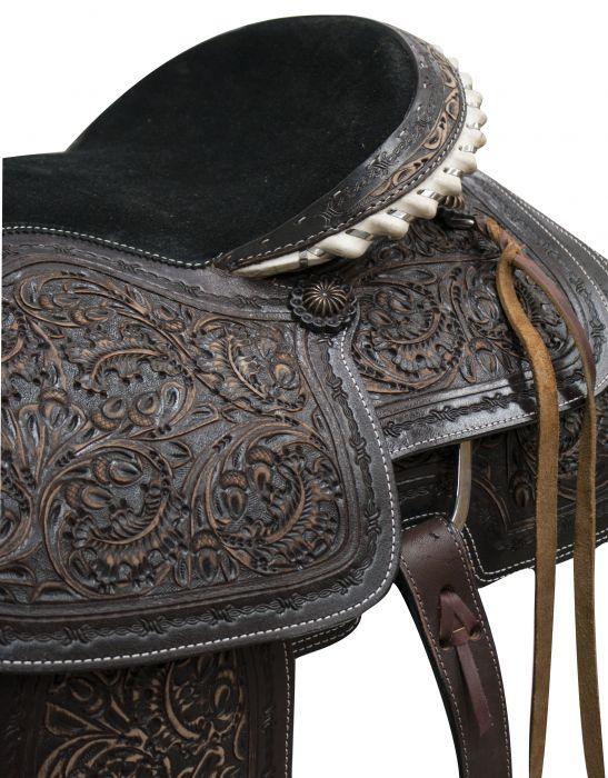 16" Circle S Roper Saddle with antiqued tooling - Medieval Replicas