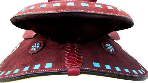 Circle S Barrel Style Horse Saddle With Turquoise Buck Stitch Trim. 15", 16" - Medieval Replicas