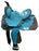 12" DOUBLE T  Teal Rough Out Barrel Style Horse Saddle With Printed Inlay - Medieval Replicas